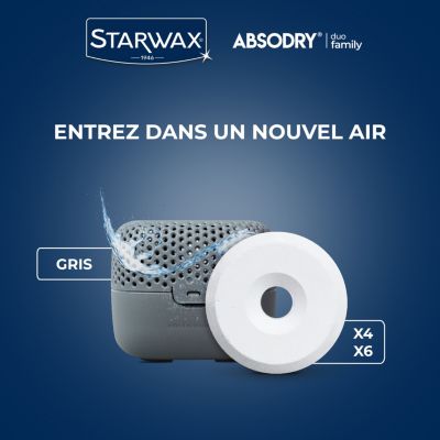 Absorbeur d'humidité compact 15m² gris + 1 tablette 500g Starwax