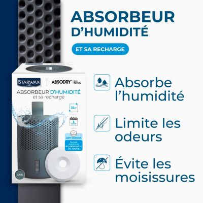Absorbeur d'humidité compact 25m² + 1 tablette 500g Starwax