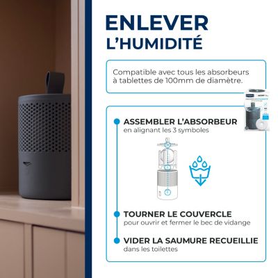 Absorbeur d'humidité compact 25m² + 1 tablette 500g Starwax