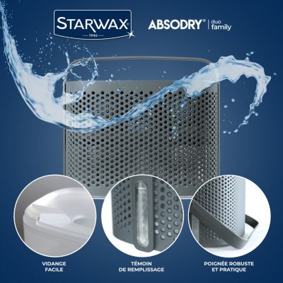 Absorbeur d'humidité maxi format 40 m² gris + 2 tablettes 500 g Starwax