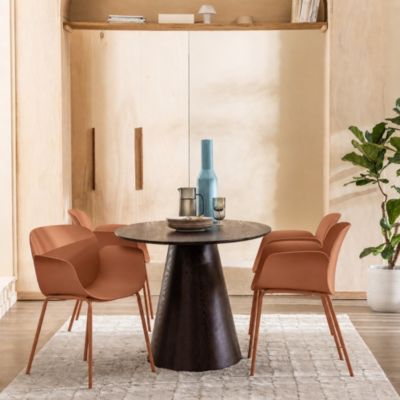 Acapulco - Lot de 4 fauteuils de table intérieur et extérieur en plastique et métal - Terracotta