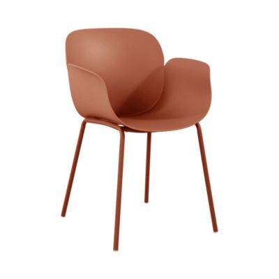 Acapulco - Lot de 4 fauteuils de table intérieur et extérieur en plastique et métal - Terracotta