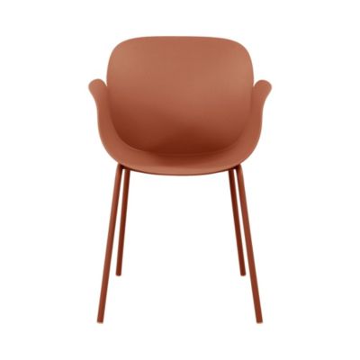 Acapulco - Lot de 4 fauteuils de table intérieur et extérieur en plastique et métal - Terracotta