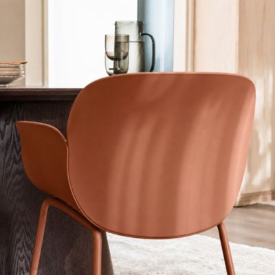 Acapulco - Lot de 4 fauteuils de table intérieur et extérieur en plastique et métal - Terracotta