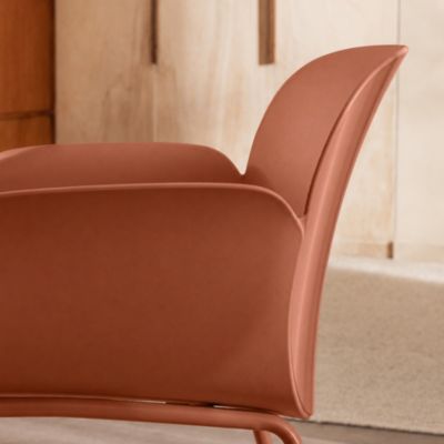 Acapulco - Lot de 4 fauteuils de table intérieur et extérieur en plastique et métal - Terracotta