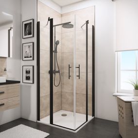 Paroi de douche verrière d'angle 120 cm x 80 cm - Portes pivotantes - ATELIA