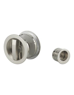 Accessoires poignées cuvette et tirage pour serrure encastrable à crochet pour porte coulissante, nickelé - THIRARD