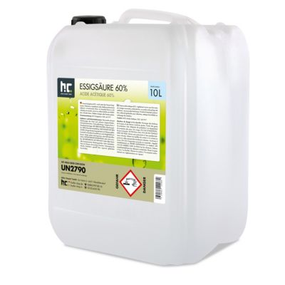 Acide Acétique 60 %, 1 x 10 L : Nettoyant Concentré,  Et Économique Pour Un Usage Ménager Polyvalent
