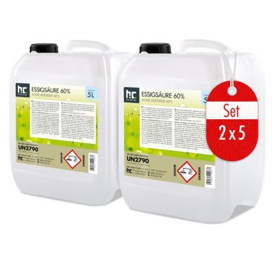 Acide Acétique 60 %, 2 x 5 L : Nettoyant Concentré,  Et Économique Pour Un Usage Ménager Polyvalent