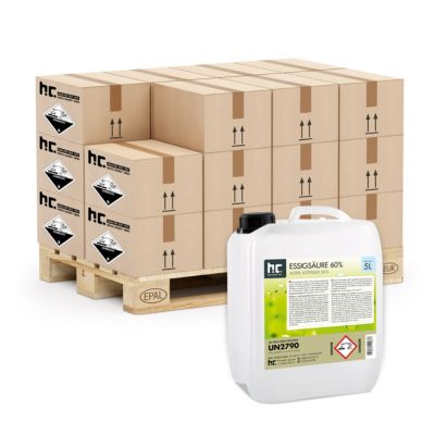 Acide Acétique 60 %, 48 x 5 L : Nettoyant Concentré,  Et Économique Pour Un Usage Ménager Polyvalent