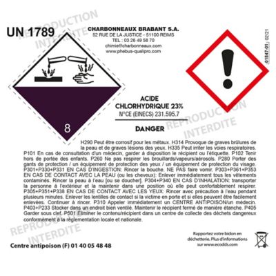 Acide chlorhydrique détartrant puissant Phebus 1L