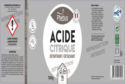 Acide citrique détartrant et détachant Phebus 500g