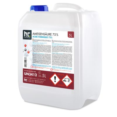 Acide Formique 73 % 1 x 5 L, Puissant Nettoyant Technique Pour Détartrage, Décapage Et Traitement Du Cuir