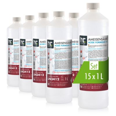 Acide Formique 73 % 15 x 1 L, Puissant Nettoyant Technique Pour Détartrage, Décapage Et Traitement Du Cuir
