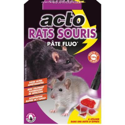 ACTO RATS-SOURIS Anti-rongeurs Pâte appât FLUO - 150grs