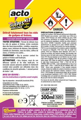 Acto spécial guêpes-frelons, kit spécial toitures et combles