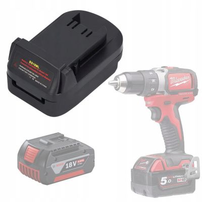 Adaptateur Batterie BS18ML - Convertisseur Bosch 18V vers Milwaukee 18V, USB 5V 2.1A, ABS+PC Résistant