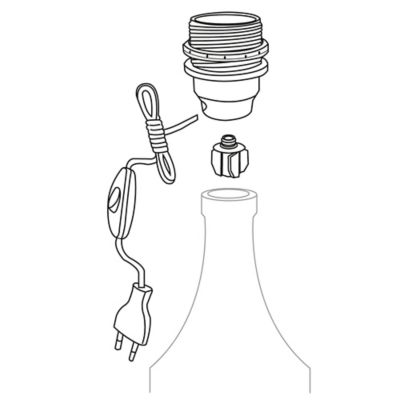 Adaptateur bouteille Diall E27 interrupteur + prise blanc