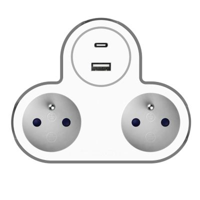 Adaptateur triplite + 2 USB Jacobsen blanche 16A