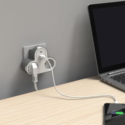 Adaptateur triplite + 2 USB Jacobsen blanche 16A