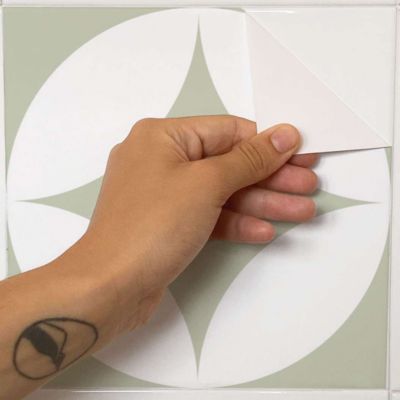 Adhésif et sticker carrelage diamants vert 30x30 cm - paquet de 8 autocollant