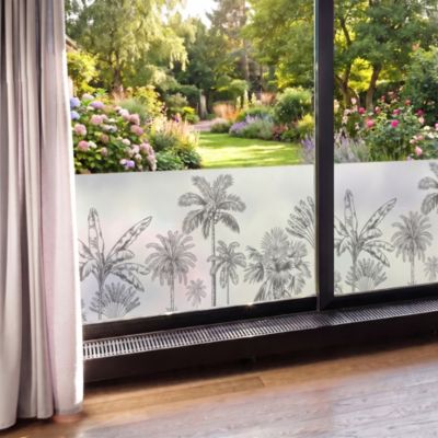 Sticker Vitre Palmier Chic - 40x100cm - Anti-Regard Pour Fenêtre Ou Salle De Bain | Facile à Poser