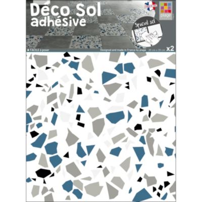 Adhésif Terrazzo pour carrelage sol, 20 cm X 20 cm, x2, homestaging, rénovation intérieure
