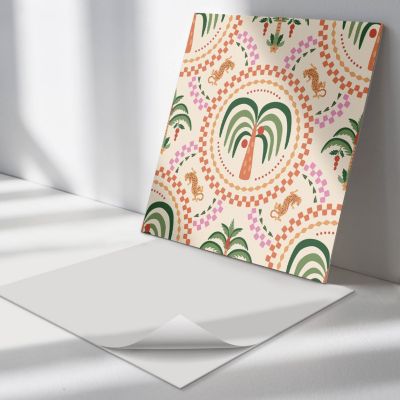 Adhésif Vinyle Carreaux Wallfluent 20x20 cm Motifs Végétaux Tropicaux 20 pièces