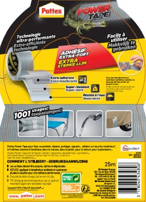 Adhésif de réparation Pattex Power tape gris 25m
