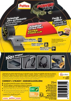 Adhésif de réparation Pattex Power Tape noir, 25 m