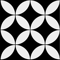 Adhésif Draeger la carterie fleur graphique noir et blanc 15 x 15 cm