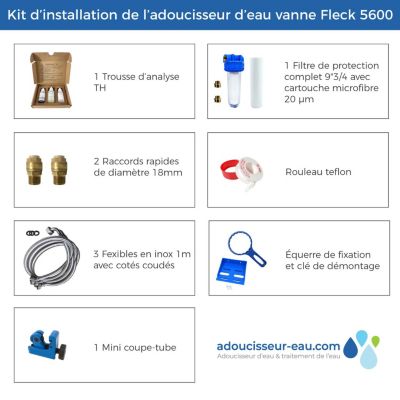 Adoucisseur d'eau bi bloc 16l fleck 5600 volumétrique mécanique complet