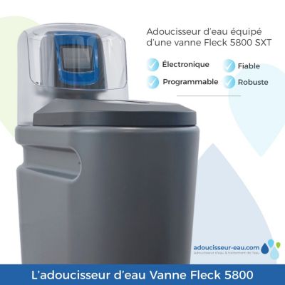 Adoucisseur D'eau Tactile 16l Fleck 5800 Xtr Fabriqué En France Avec Kit D'installation Complet