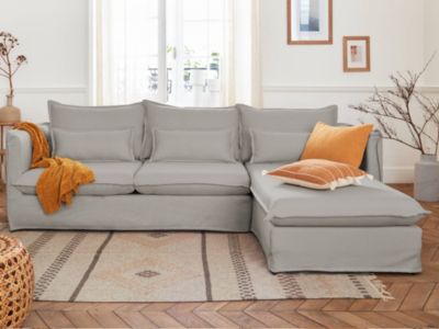 Adriann - canapé d'angle droit fixe - 4 places - en tissu déhoussable - Lisa Design
