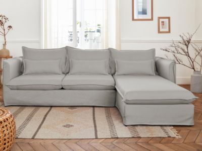 Adriann - canapé d'angle droit fixe - 4 places - en tissu déhoussable - Lisa Design