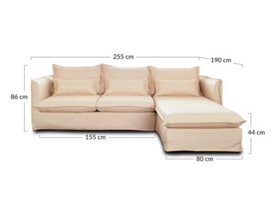 Adriann - canapé d'angle droit fixe - 4 places - en tissu déhoussable - Lisa Design
