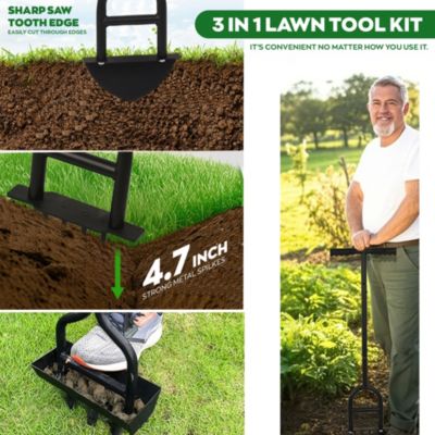 Aeroforge - Kit aérateur pelouse 3 en 1 revitalisez votre gazon avec outils pro et bac de rangement élégant