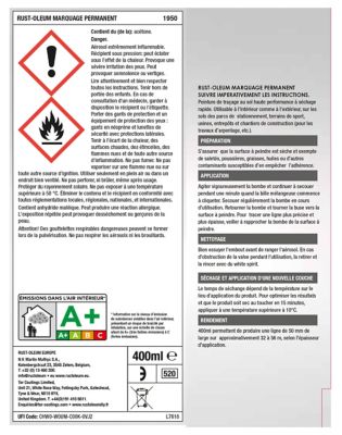 Aérosol de marquage permanent Rust-Oleum blanc mat 400ml