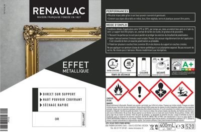 Aérosol effet métallisé int. or 400 ml
