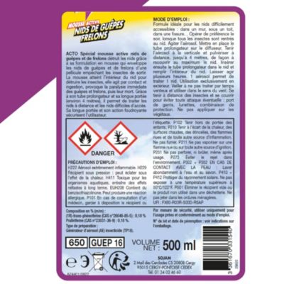 Aérosol mousse active nid de guêpes et frelons Acto