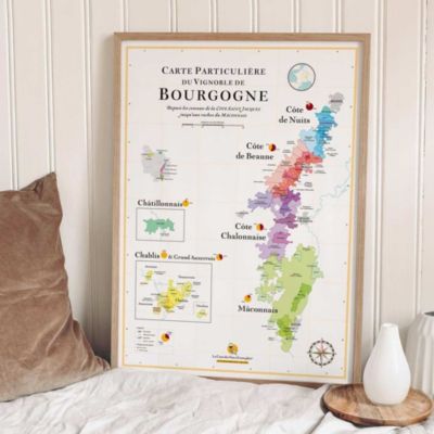 Affiche 50x70 cm - La Carte des Vins de Bourgogne - LA CARTE DES VINS SVP