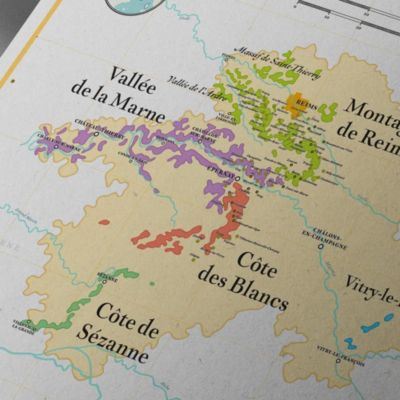 Affiche 50x70 cm - La Carte des Vins de Champagne - LA CARTE DES VINS SVP