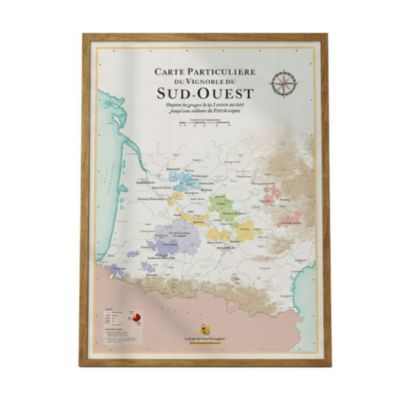 Affiche 50x70 cm - La Carte des Vins du Sud-Ouest - LA CARTE DES VINS SVP
