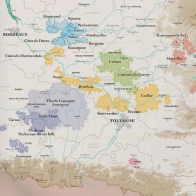 Affiche 50x70 cm - La Carte des Vins du Sud-Ouest - LA CARTE DES VINS SVP