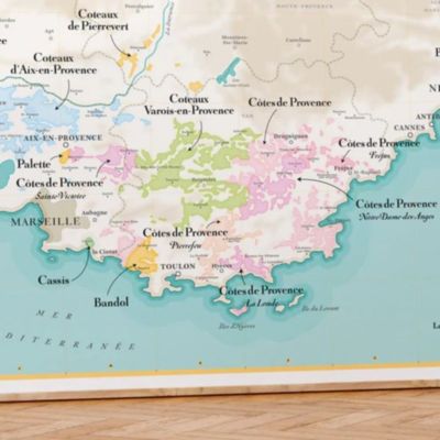 Affiche 70x50 cm - La Carte des Vins de Provence - LA CARTE DES VINS SVP