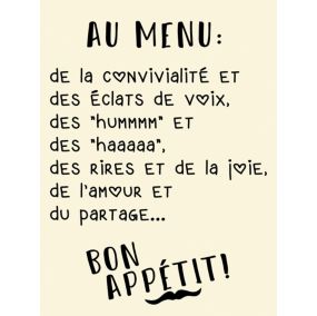 Affiche " Au menu " l.30 x l.40 cm Dada Art