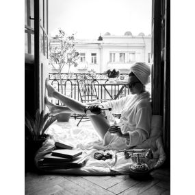 Affiche Balcony noir & blanc, balcon, retro, vintage l.60 x H.80 cm noir et blanc