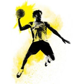Affiche Basket-ball jaune jaune Dada Art l.30 x H.40 cm