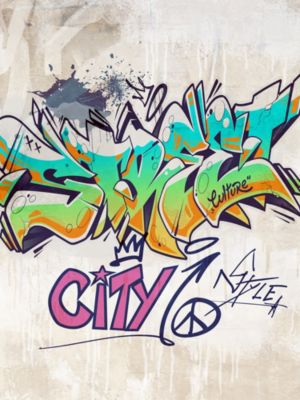 Affiche City Tag multicouleur Dada Art l.30 x H.40 cm