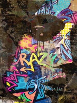 Affiche Face Tag multicouleur Dada Art l.30 x H.40 cm
